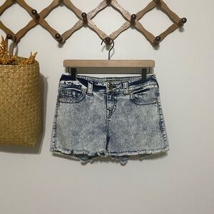 True Religion Manchester United Blue Acid Wash Jean Shorts